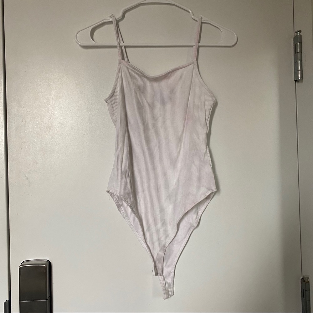 Forever 21 White Bodysuit Square Neck Size M